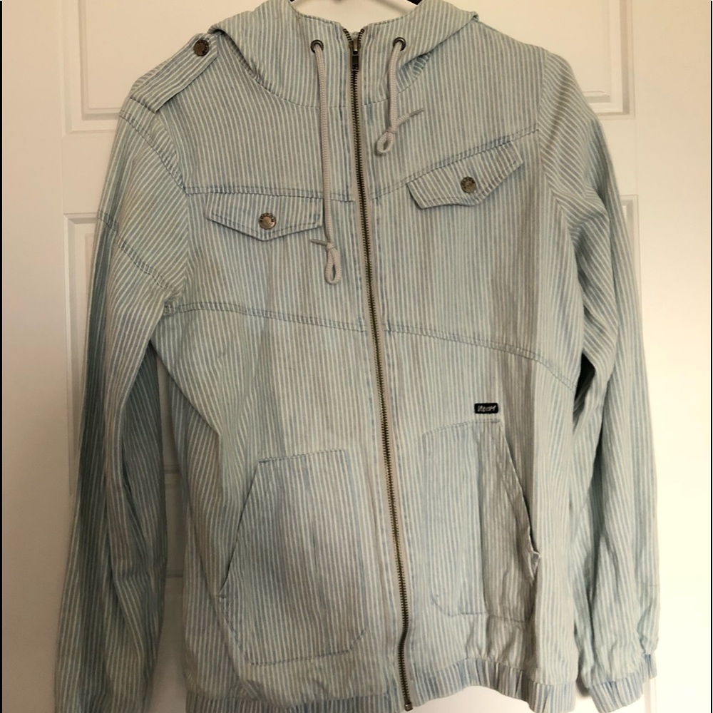 volcom stripe zip up with hood